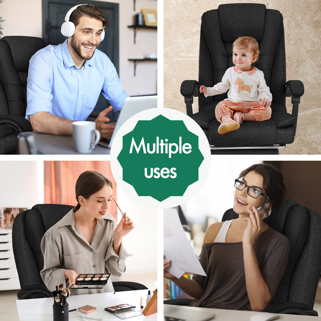 Rebrilliant Executive Chair with Headrest Fabric/Black/Black 107cm H X 64cm W X 68cm D