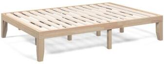 Costway 14 Inch Full Size Wood Platform Bed Frame with Wood Slat Support-Natural