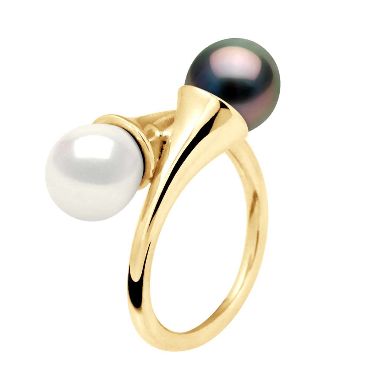 Ring YOU AND ME Tahitian Parels en Zoetwater 8-9mm Yellow Gold