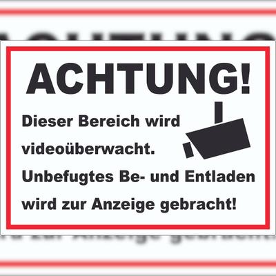 HB-Druck Achtung Videoüberwachung Be- und Entladen Aufkleber A9 (37x52mm)