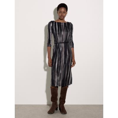 Strickkleid APRICOT "Midikleid", Damen, Gr. 14, N-Gr, gewebt, grau, gewebt, , Modisch, normal, Rundhals, gerader Abschluss, Kleider Strickkleid, mit Streifen