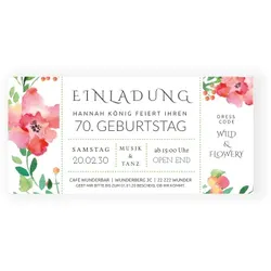 Einladungskarte Geburtstag: Flower Ticket in Weiß