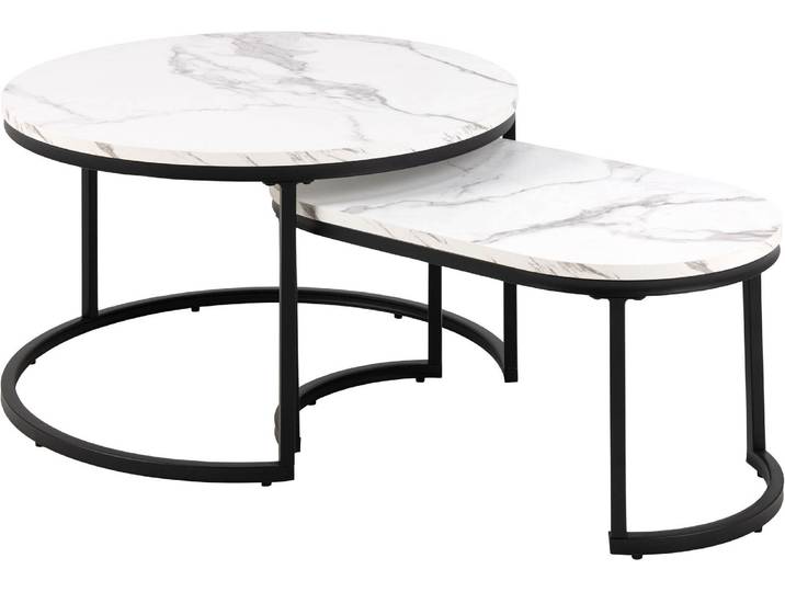 Spiro table basse Ø70cm\, 2 pcs. marbreReproduction blanc.