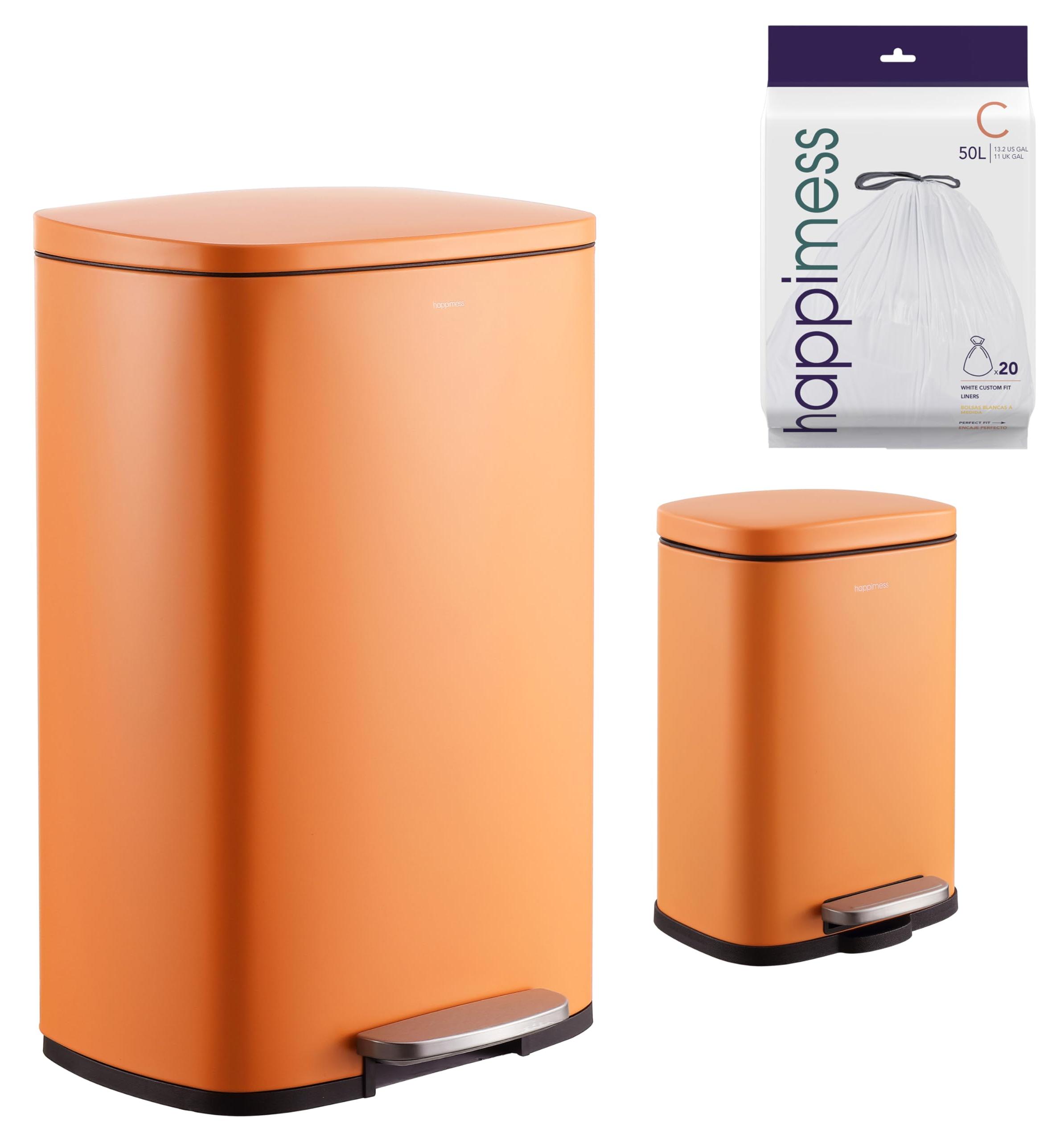 Mülleimer mit Softclose-Deckel, 50 l + 5 l, Karottenkuchen