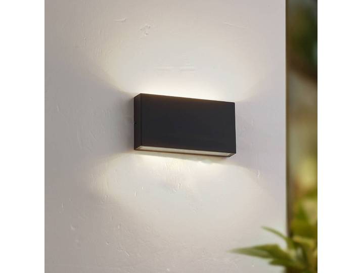 Lindby LED-Außenwandlampe Jarte, schwarz, Metall, 17cm, IP54 Jarte, schwarz, Aluminium, Modern