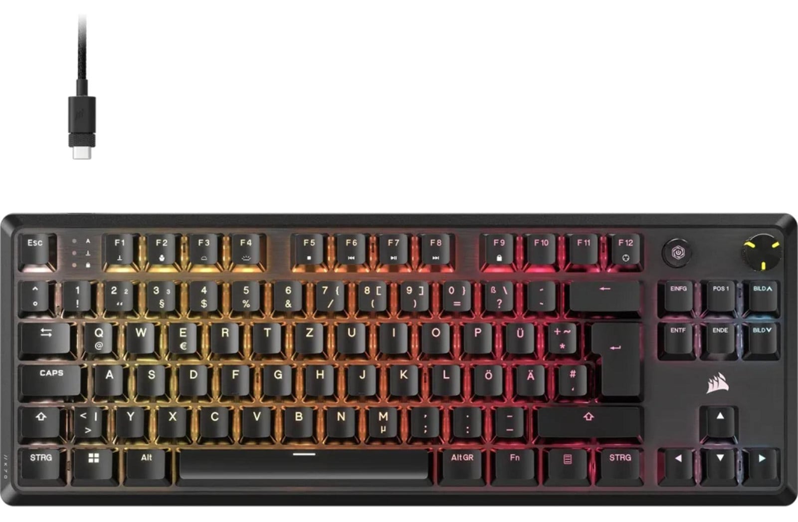 Corsair K70 CORE TKL Mechanisch Gaming Toetsenbord met RGB LED-verlichting, QWERTZ-lay-out, Zwart