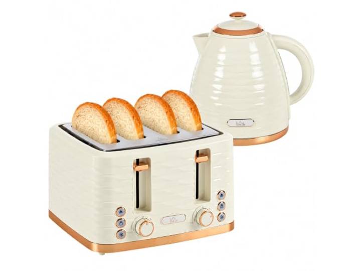 HOMCOM Wasserkocher Toaster Set Frühstück-Set Beige