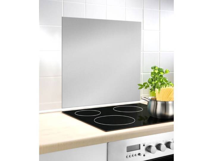 WENKO Fond de hotte crédence cuisine verre verre trempé 60x70 cm argent