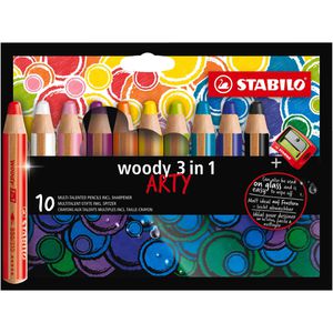 Stabilo Buntstifte woody 3 in 1 ARTY, 880/10-1-20, Multitalent-Stift, inkl. Spitzer, 10 Stück