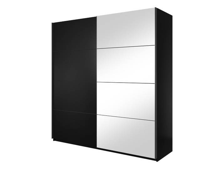 SCHWEBETÜRENSCHRANK BETTINA 180/210/61 cm 2-türig mit Spiegel Schwarz