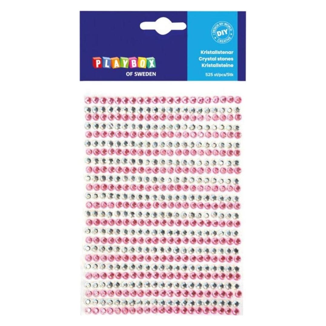 Playbox Kleber Strasssteine rosa und silber 525St. (2471057)