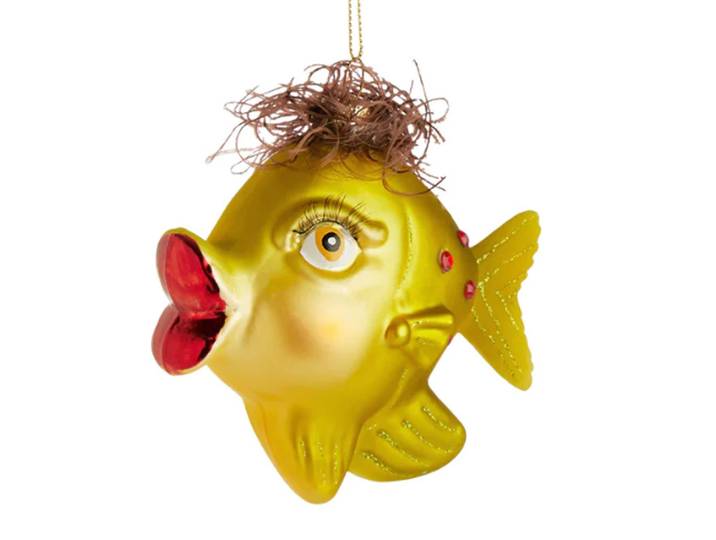 Baumanhänger Fisch Locken 12 x 12 x 5cm Gelb/Gelb