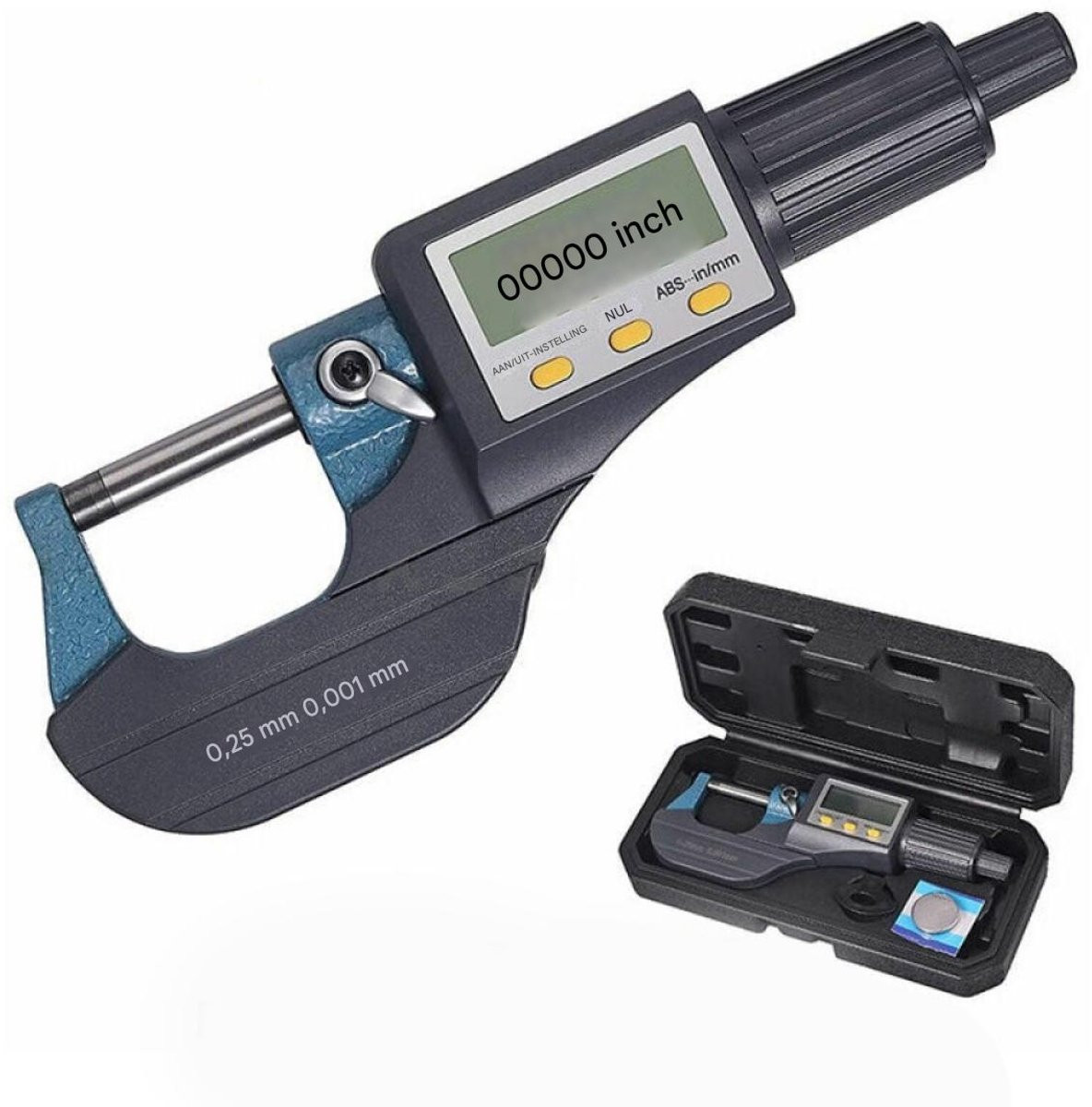 GELLDG Digitale Micrometer - Zwart - RVS - Nauwkeurigheid 0,001 mm - 0-25 mm