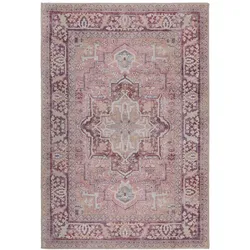 Maschinenwaschbarer Traditioneller Vintage-Teppich aus recycelten Fasern, rutschfest - `Hald`. Farbe: Rosa, 120x170 cm | Kadima Design