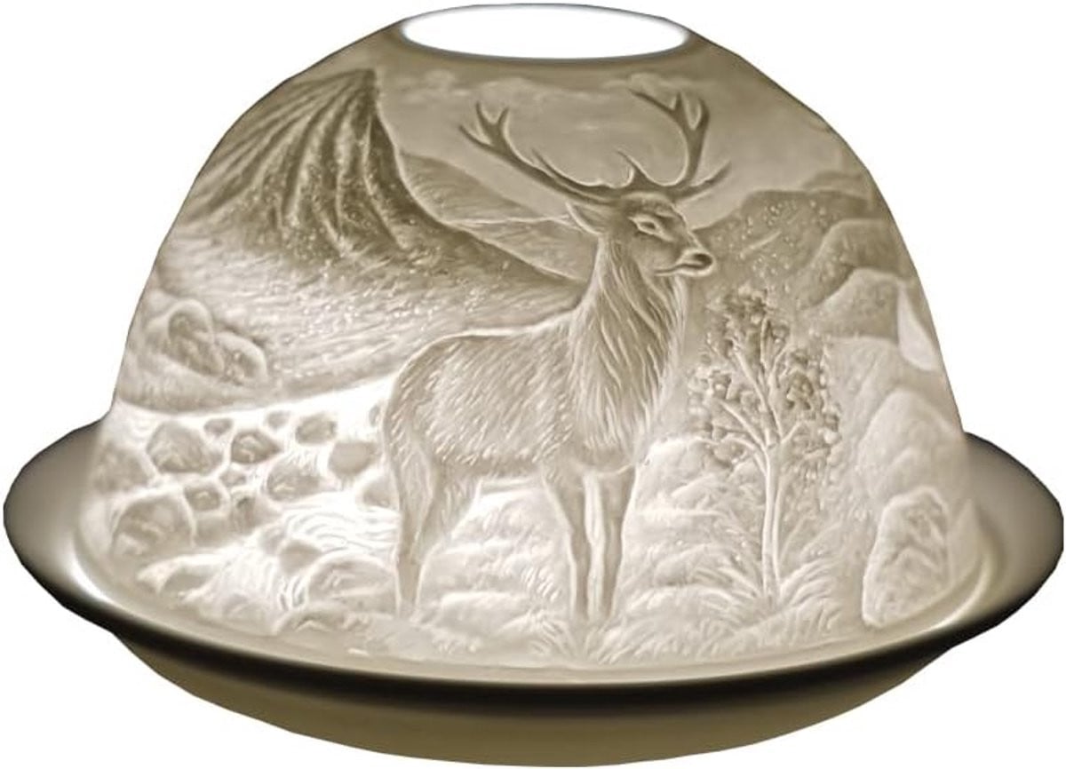 Cello Porseleinen Theelichthouder Dome Highland Stag