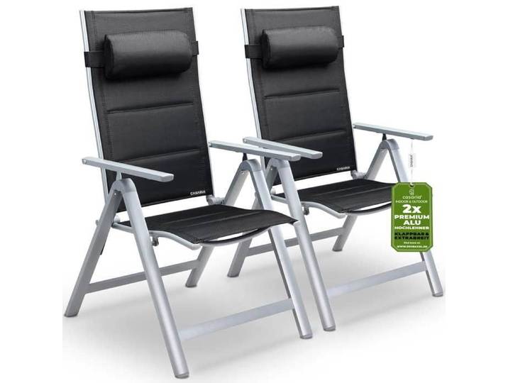 Set de 2 chaises de jardin dossier haut Terrasse Balcon Chaises de jardin Argent