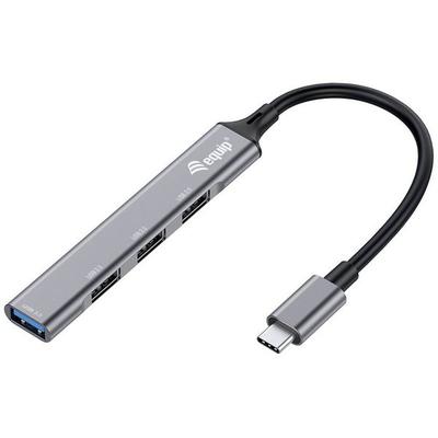 Equip 128961 USB-Hub 4 Port USB-A USB 3.1 Gen1 5 GBit/s mit USB-C® Stecker Schwarz, Grau 128961