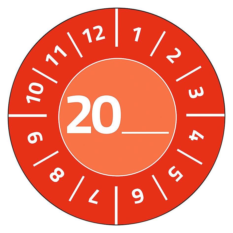 Avery -Zweckform 80 St. Prüfplakette 20XX Rot (Ø) 30 mm 30 mm (7901)