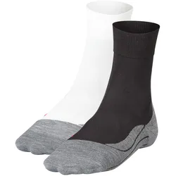 FALKE Damen Socken 2er Pack - Ergonomic Fitness Laufsocken, Sport System, 37-42 Weiß/Grau/Schwarz/Grau / 39-40 (5.5-6.5 UK)