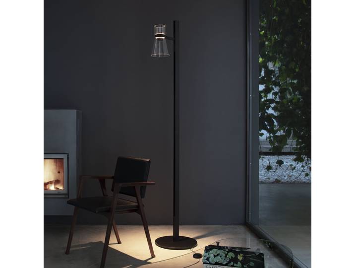 Nocturne F1 Cone LED-Stehlampe schwarz, 1-flg., 206cm - Flos - Wohnzimmer - Design - Aluminium - Mit Schirm
