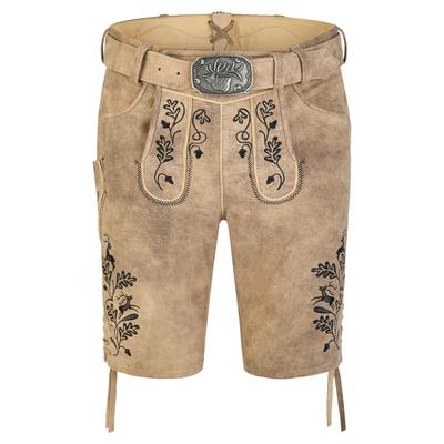 Lederhose SPIETH & WENSKY "Hofmeister", Herren, Gr. 48, N-Gr, braun (lombok schwarz), Obermaterial: 100% Lammleder LEL., uni, festlich, regular fit, Hosen, mit Stickerei am Beinabschluss