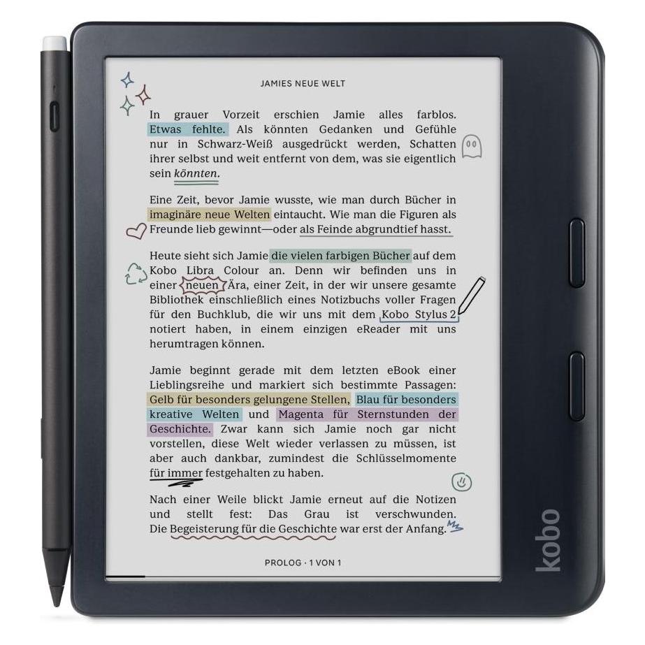 Kobo Libra Colour inkl. Stylus 2 (7", 32 GB) (N428-KU-BK-K-BU)