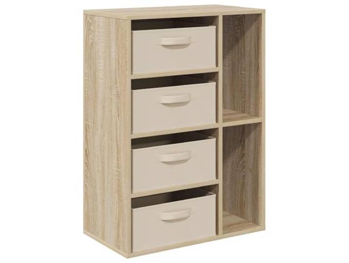 Favemtsl Sideboard mit 4 Schubladen Sonoma-Eiche 60x33,5x84cm Kompakte Kommode für Schlafzimmer und Essbereich, griffloses Design mit vielseitigem Stauraum auf vier Ebenen.