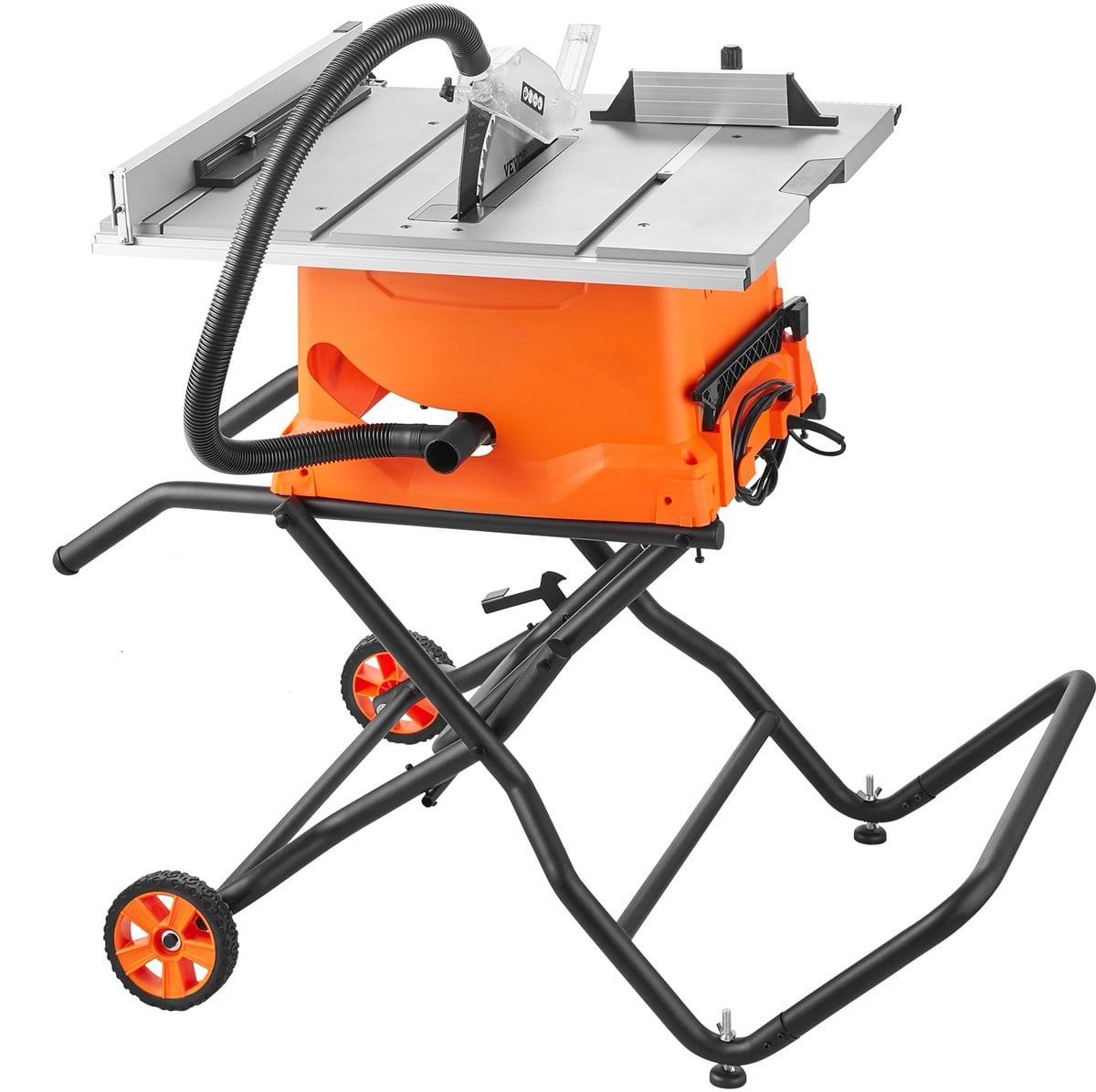 Compacte Draagbare Tafelzaag met Statief, 10 inch, 4800 TPM, Zwart-Oranje