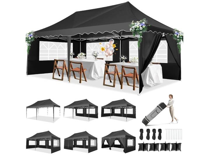 Gazebo 3x6m avec 6 côtés, tente de fête étanche, utilisation tous temps pour fête, extérieur, Commercial, avec sac roulant