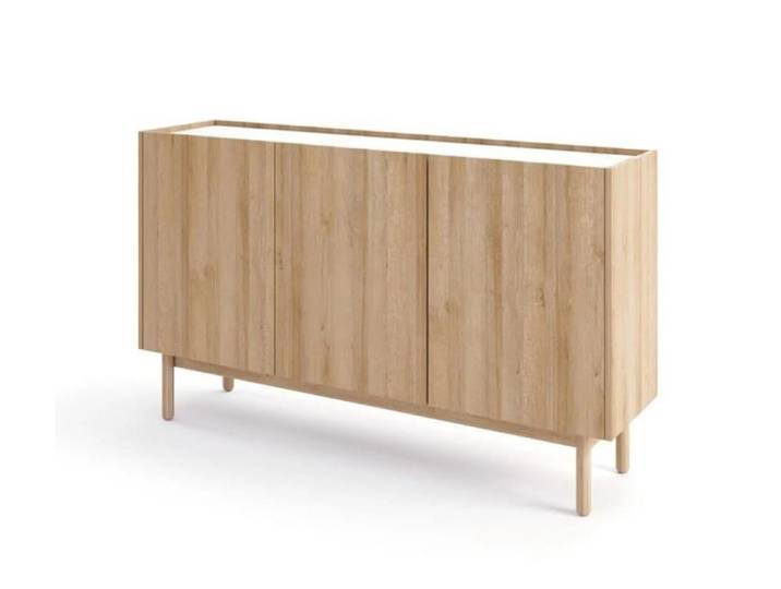 MOEBLO Kommode VINTAGE V2 144 (für Wohnzimmer Moderne Sideboard Highboard, Schrank mit 3 Türen, Dekorative abgesenkte Arbeitsplatte), (BxHxT): 144x83x37cm
