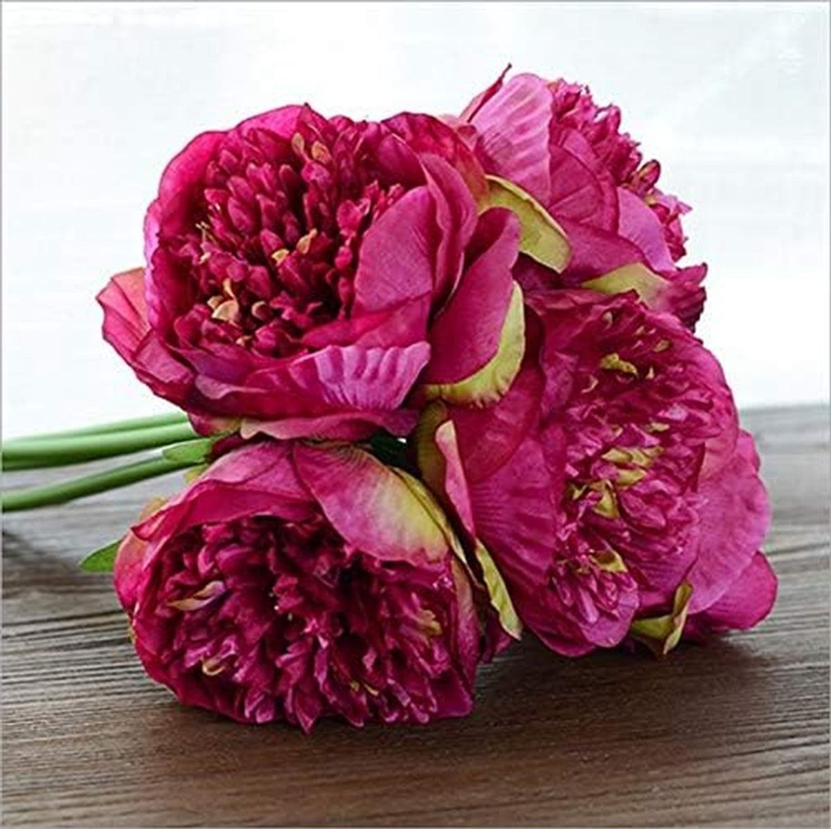 Kunstbloemen Boeket met 10 stuks zijden bloemen in rozerood voor huisdecoratie