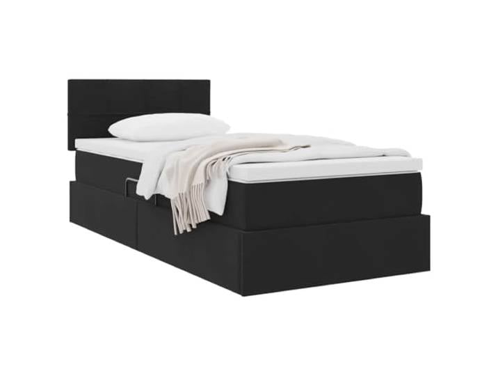 KTHLBRH Bett mit Bettkasten, Schwarz, Samt, 100 x 200 cm Hydraulisches Heben, Matratze inklusive, Gestell aus Metall, modernes Design