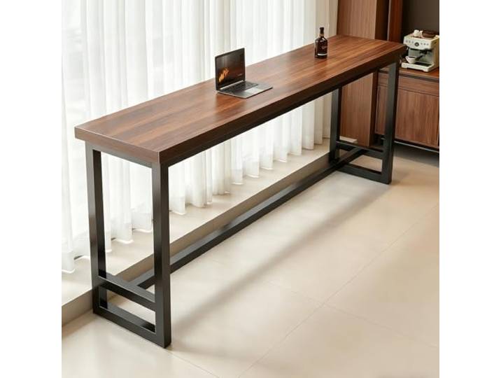 Cedario Bartisch Schmaler Stehtisch Holzplatte Metallgestell Zuhause Café Stabiles Holz & Metall, Schmales Design, Spart Platz Vielseitig für Küche, Wohnzimmer, Fenster oder Café
