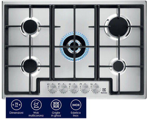 Electrolux Piano Gas Comandi Frontali 75 Cm EGS75362X