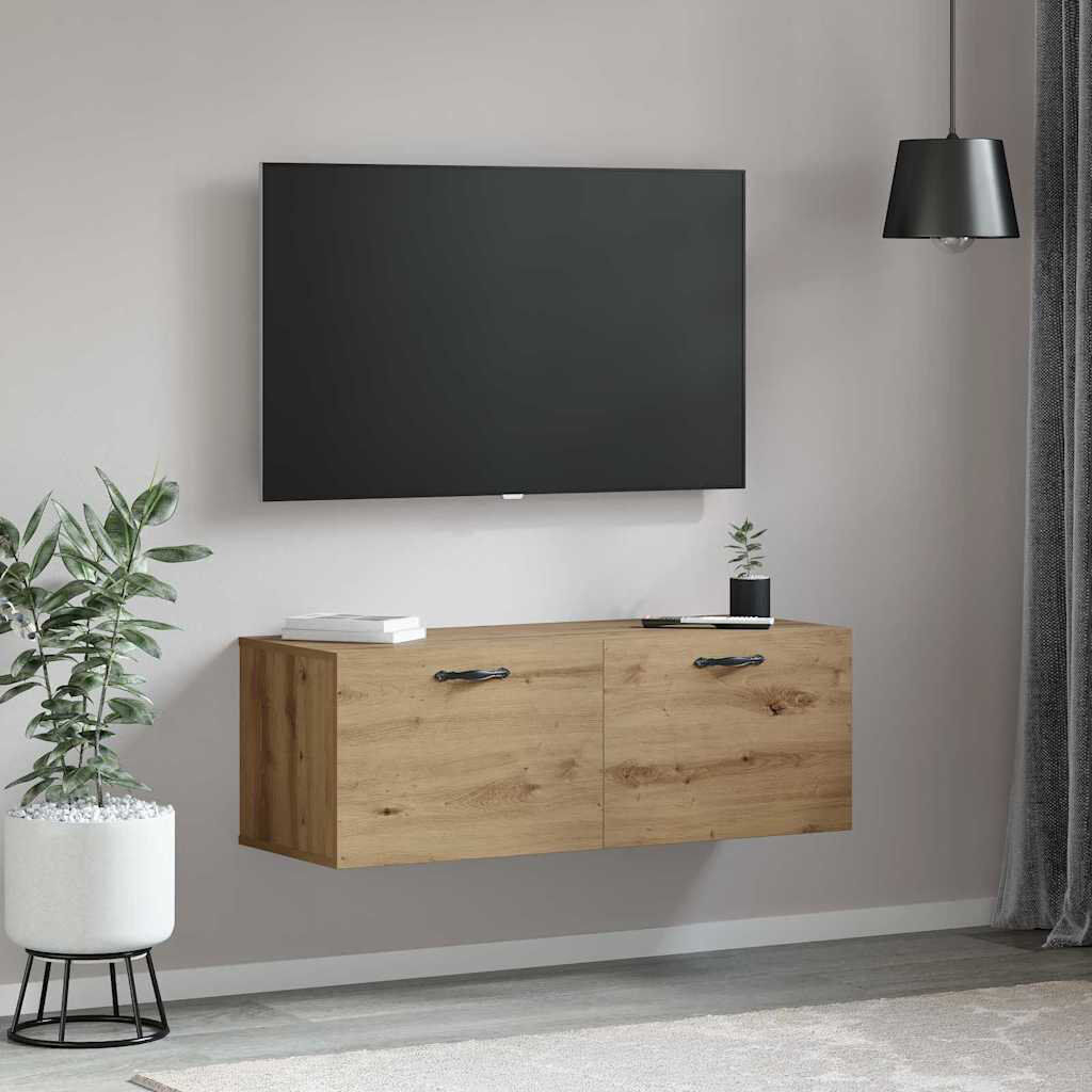 17 Stories vidaXL Wall-Mounted Cabinet Wall-mounted Engineered Wood Garage Storage Unit Artisan Oak 35cm H X 100cm W X 36.5cm D