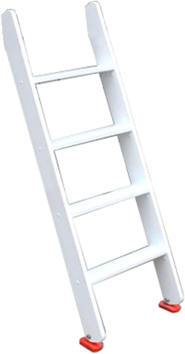 Wit houten stapelbed ladder met afgeronde afwerking, Breedte: 40 cm