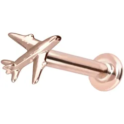 14 Karat Gold Labret mit Push Fit FLUGZEUG