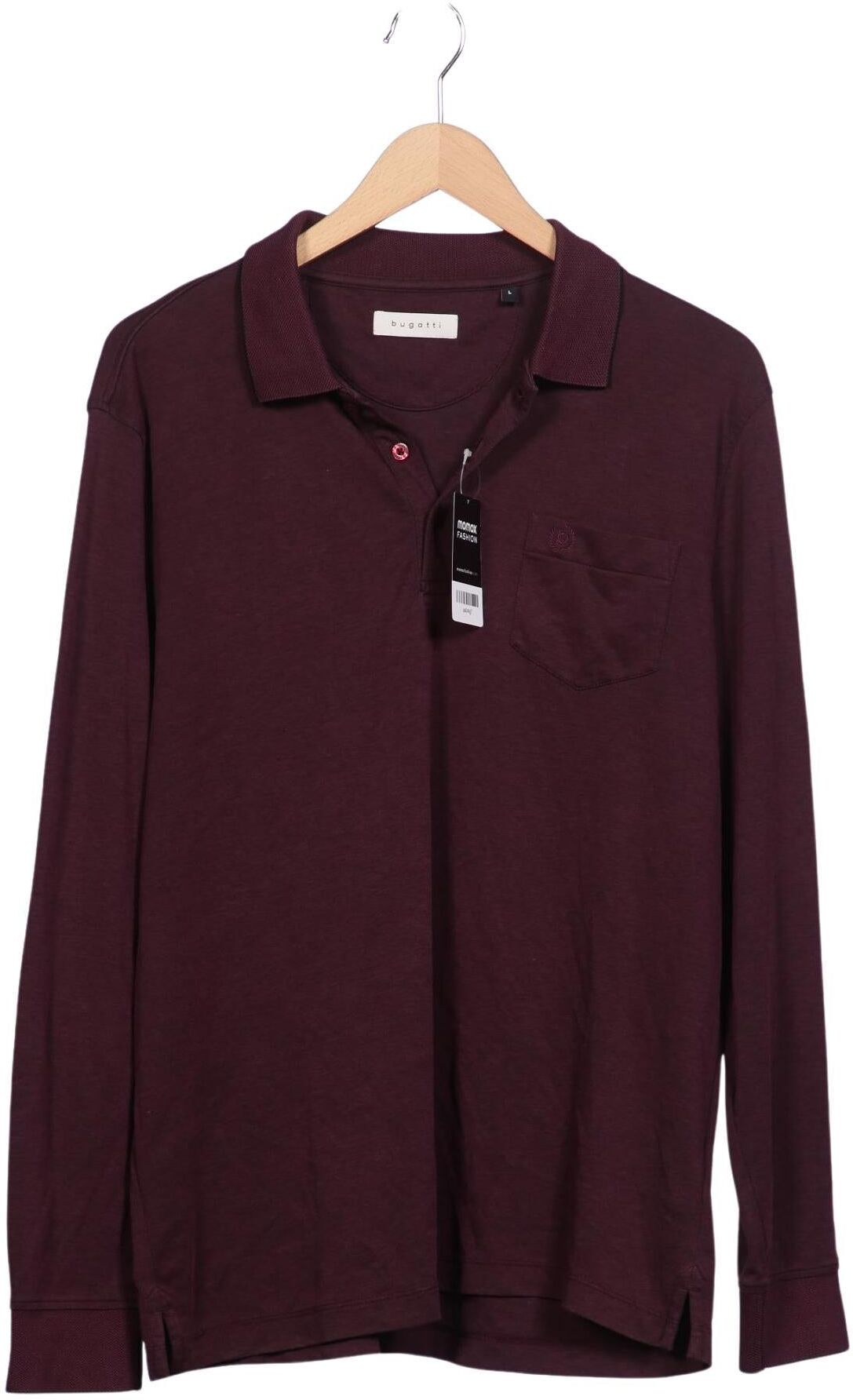 Bugatti Herren Poloshirt, Bordeaux, Gr. L, Baumwolle / Synthetik - Second Hand