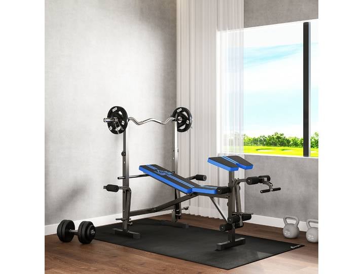 HOMCOM Banc Musculation Réglable Noir Salle de Sport Domicile