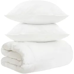 vidaXL, Bettwäsche, Bettwäsche-Set 3 stk. Weiss Bambusfaser (Bettwäsche Set, 155 x 220 cm, 60 x 80 cm)