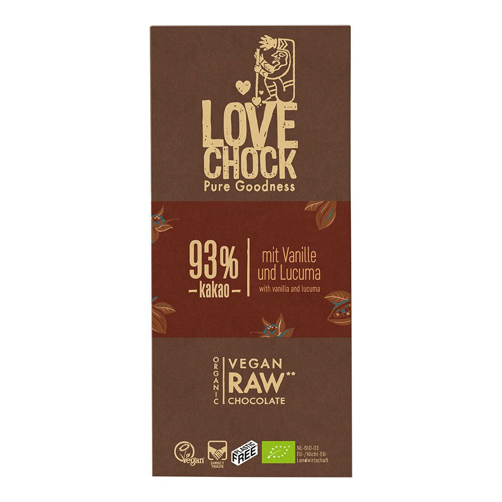 Lovechock Bio rohe Schokolade, 93 % Kakao 70 g Schokolade