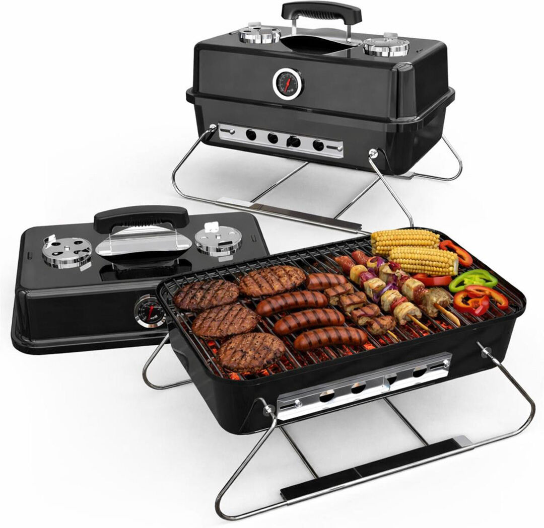 Dakota Fields Portable BBQ Charcoal Grill With Foldable Legs Ideal For Camping & Travel Satin Black 41cm W