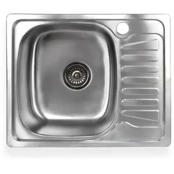 Stabilo Sanitär Einbauspülbecken Chrom eckig 58 cm Edelstahl mit Abtropffläche rechts