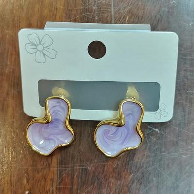 Abstract Cloud Irregular Stud Earrings Artistic Minimalist Ear Jewelry purple