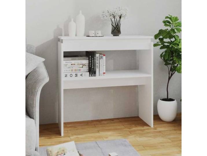 HEFZGDB Konsolentisch Weiß 80x30x80 cm Holzwerkstoff Flurtisch Beistelltisch für Eingangsbereich Wohnzimmer Büro Dekoration Aufbewahrung