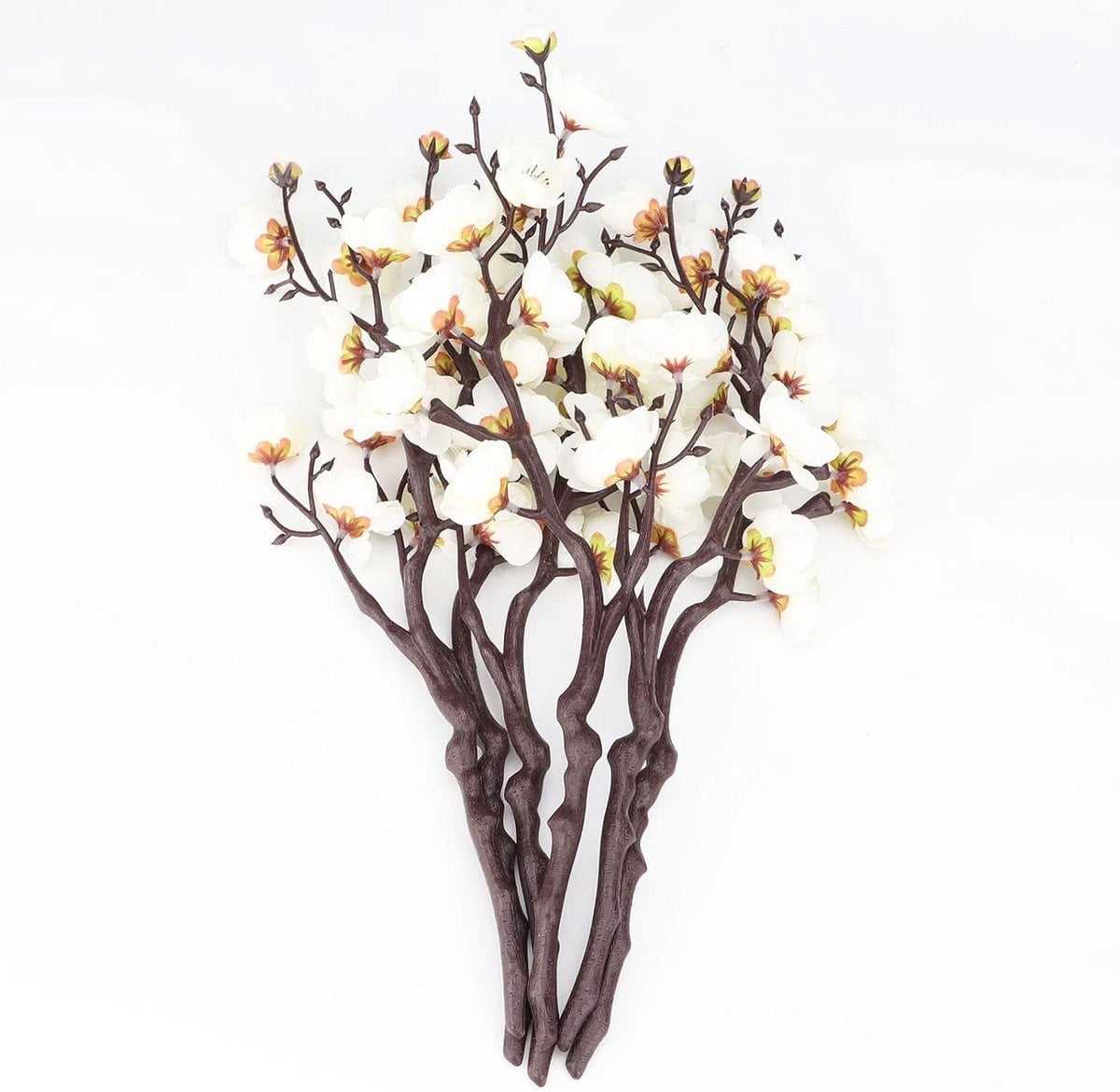 Witte Kunstbloemen Pruimenbloesem (6 stuks) - Zijden bloemenboeket voor binnen decoratie