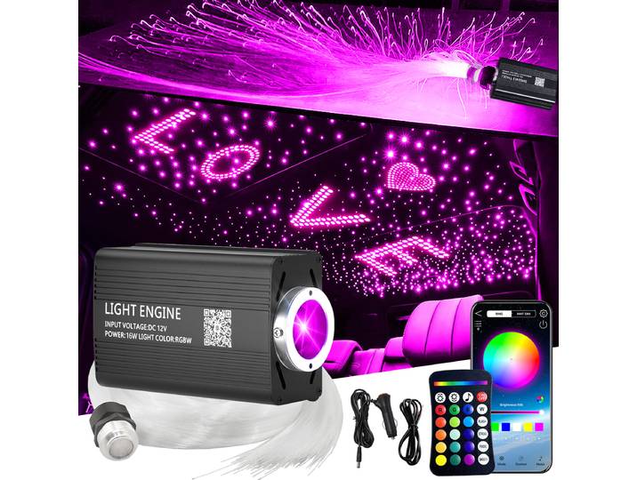 Kit de plafonnier LED 16W effet ciel étoilé pour voiture et maison, avec éclairage à fibres optiques