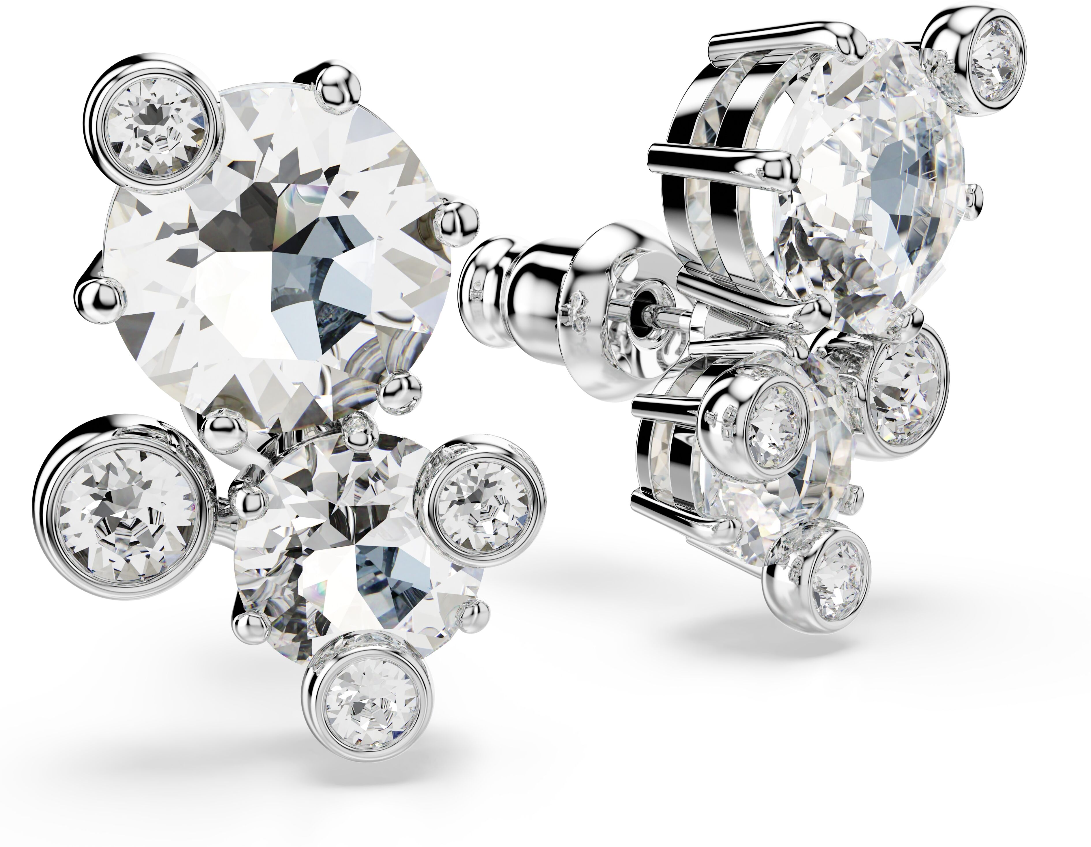 Paar Ohrstecker SWAROVSKI "Schmuck Geschenk Constella Ohrringe", silber (metallfarben, kristallweiß, kristallweiß), Ohrringe, Damen, Metall, mit Swarovski Kristall, Swarovski Zirkonia (synth.)