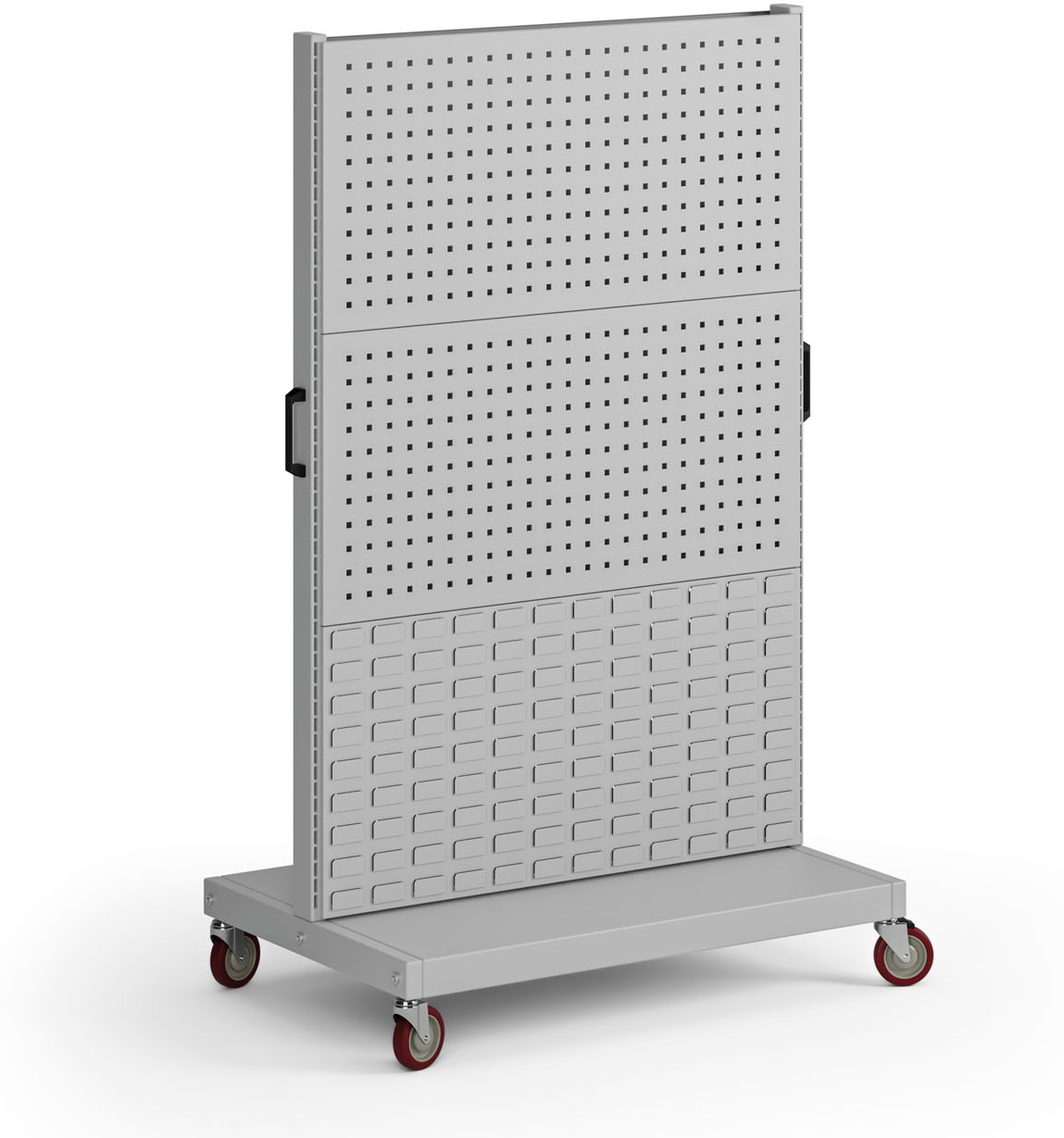 B2B Partner Stojak na kółkach, 4x panel na narzędzia, 2x panel na pojemniki, 960 x 640 x 1605 mm