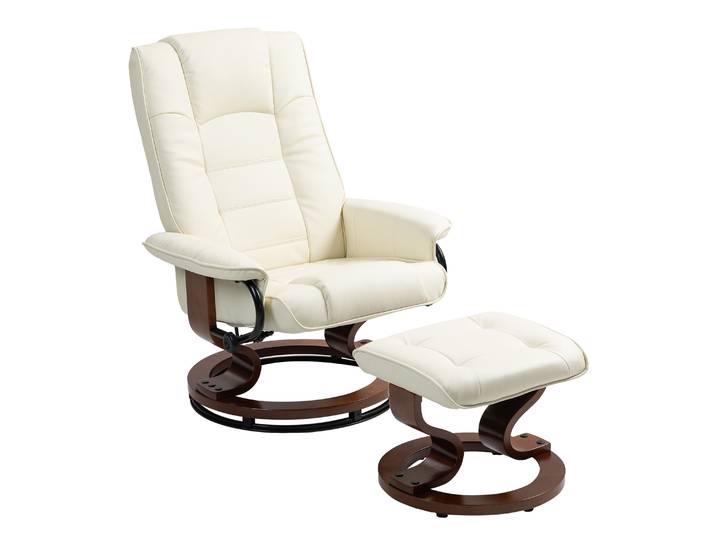 Relaxsessel Leder VITALII mit Hocker beige